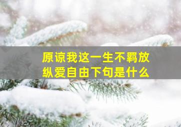 原谅我这一生不羁放纵爱自由下句是什么