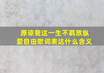 原谅我这一生不羁放纵爱自由歌词表达什么含义