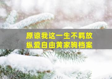 原谅我这一生不羁放纵爱自由黄家驹档案