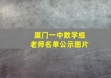 厦门一中数学组老师名单公示图片