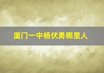 厦门一中杨伏勇哪里人