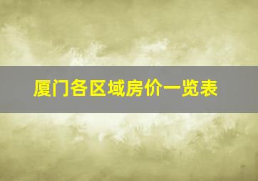 厦门各区域房价一览表