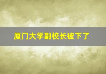 厦门大学副校长被下了