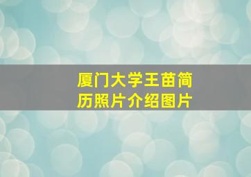 厦门大学王苗简历照片介绍图片