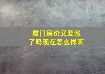 厦门房价又要涨了吗现在怎么样啊