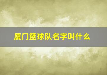 厦门篮球队名字叫什么