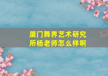 厦门舞界艺术研究所杨老师怎么样啊