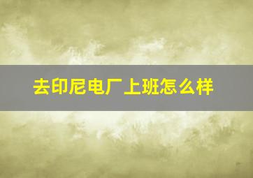 去印尼电厂上班怎么样