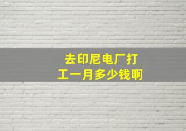 去印尼电厂打工一月多少钱啊