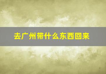 去广州带什么东西回来