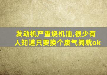 发动机严重烧机油,很少有人知道只要换个废气阀就ok