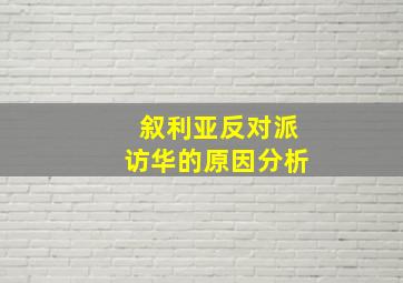 叙利亚反对派访华的原因分析