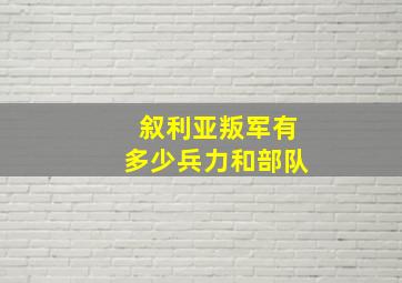 叙利亚叛军有多少兵力和部队