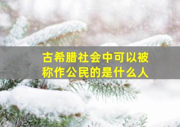 古希腊社会中可以被称作公民的是什么人