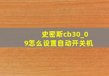 史密斯cb30_09怎么设置自动开关机