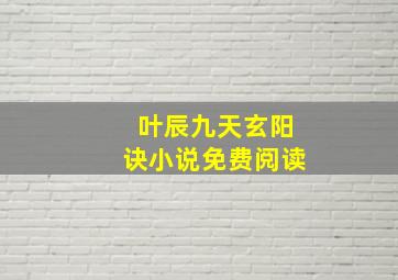 叶辰九天玄阳诀小说免费阅读