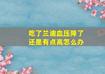 吃了兰迪血压降了还是有点高怎么办