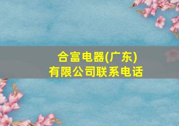 合富电器(广东)有限公司联系电话