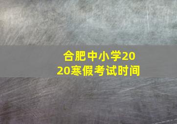 合肥中小学2020寒假考试时间