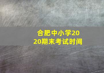 合肥中小学2020期末考试时间