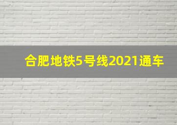 合肥地铁5号线2021通车