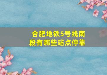 合肥地铁5号线南段有哪些站点停靠