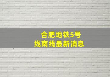 合肥地铁5号线南线最新消息