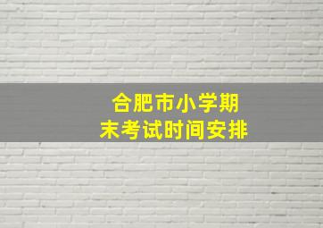 合肥市小学期末考试时间安排