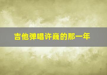 吉他弹唱许巍的那一年