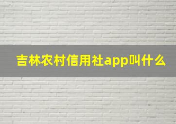 吉林农村信用社app叫什么