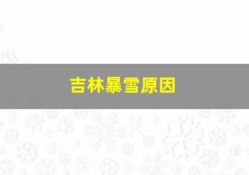 吉林暴雪原因