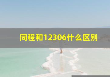 同程和12306什么区别