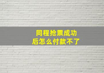 同程抢票成功后怎么付款不了