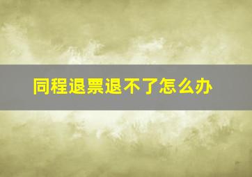 同程退票退不了怎么办