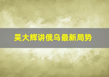 吴大辉讲俄乌最新局势