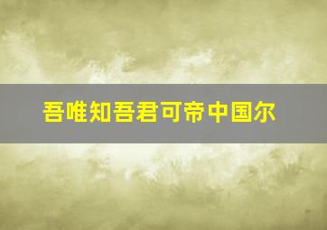 吾唯知吾君可帝中国尔