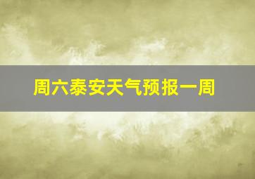 周六泰安天气预报一周