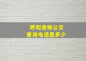 呼和浩特公交查询电话是多少