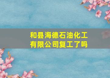 和县海德石油化工有限公司复工了吗