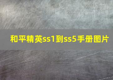 和平精英ss1到ss5手册图片