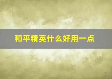 和平精英什么好用一点