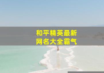 和平精英最新网名大全霸气