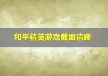 和平精英游戏截图清晰