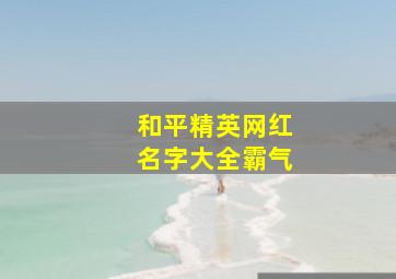 和平精英网红名字大全霸气