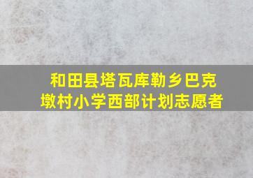 和田县塔瓦库勒乡巴克墩村小学西部计划志愿者