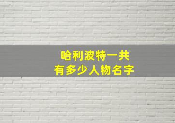 哈利波特一共有多少人物名字