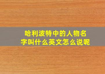 哈利波特中的人物名字叫什么英文怎么说呢