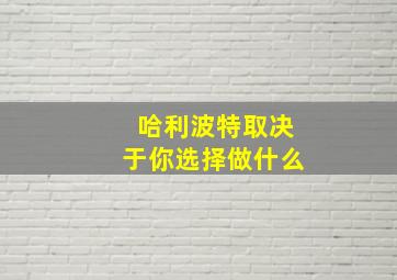 哈利波特取决于你选择做什么