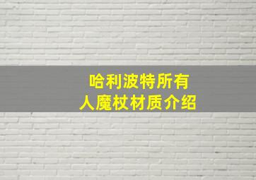 哈利波特所有人魔杖材质介绍