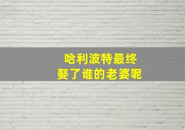 哈利波特最终娶了谁的老婆呢